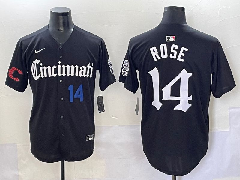 Men 2025 Cincinnati Reds #14 Rose Black Five generations Joint Name Nike MLB Jersey style 3->cincinnati reds->MLB Jersey